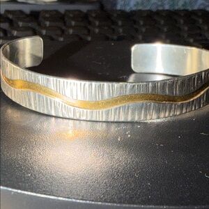 Textured 24k and Sterling Silver Cuff
